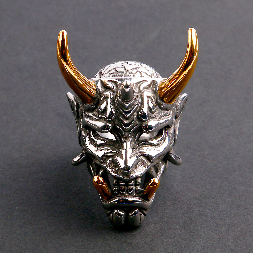 Men's Demon Mask Skull Ring Biker Forward