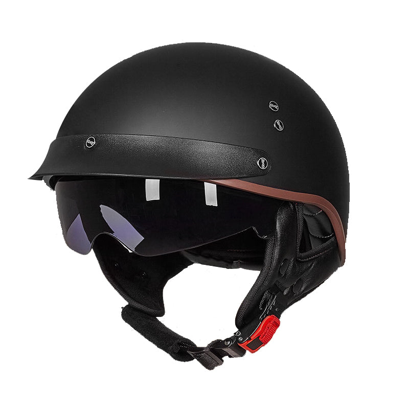 bike helmet half face Vintage Half Face Motorcycle Helmet Matte Black