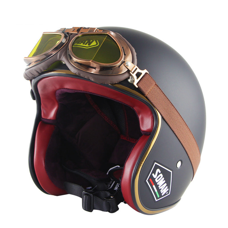 Vintage Open Face Helmet Motorcycle Retro Helmet