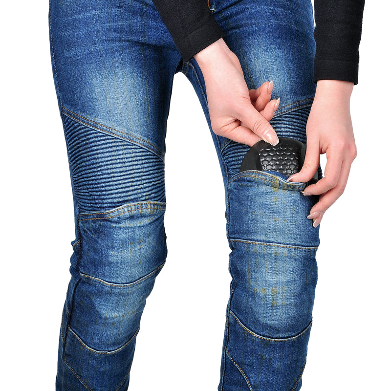 Women Motorcycle Retro Casual Anti-Fall Denim Riding Jeans