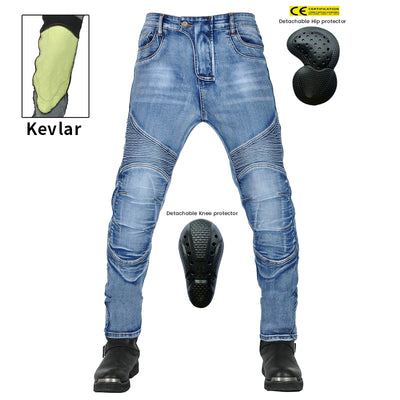 Men's Motorcycle Kevlar Denim Jeans With Protection Gear
