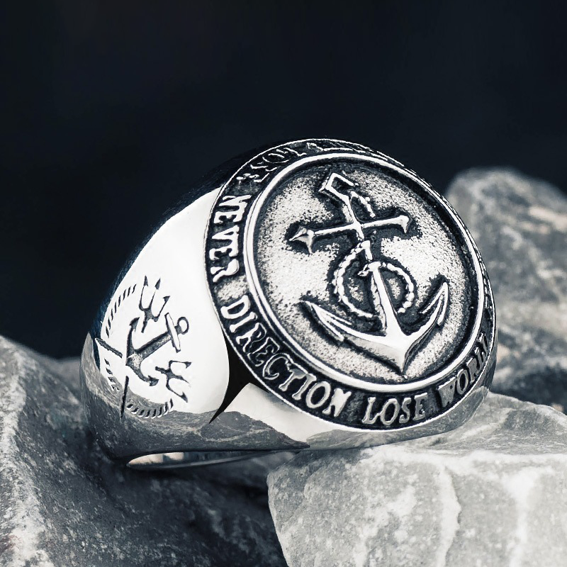 Poseidon Anchor Compass Ring