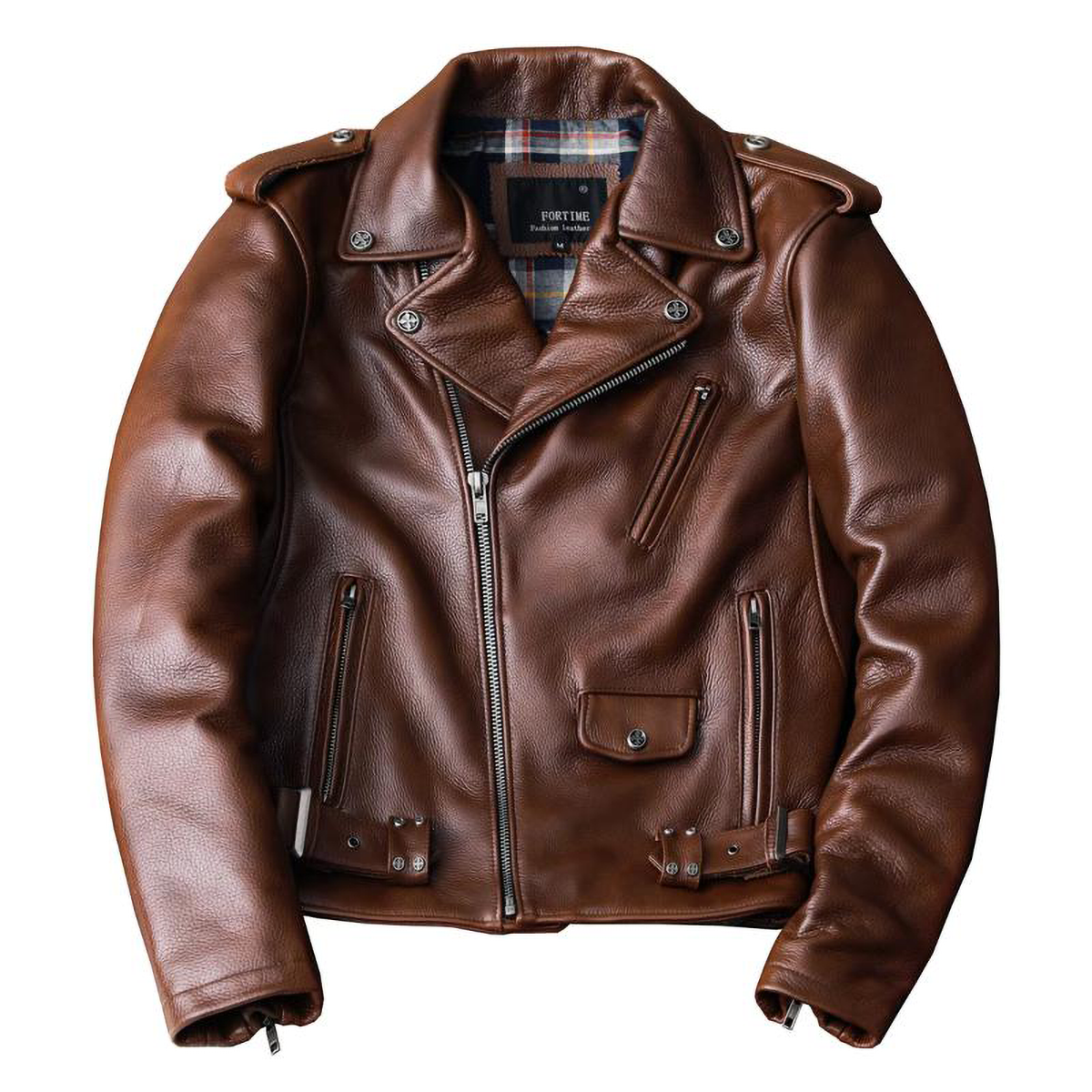 Biker Oil Wax Thick Cowhide Leather Jacket
