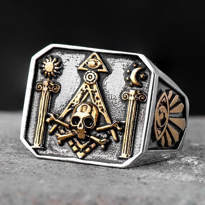 Masonic Personality Punk Skull Ring