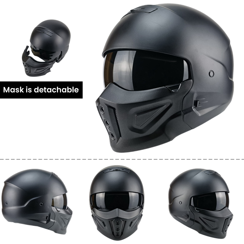 Warrior Black Retro Combination Helmet