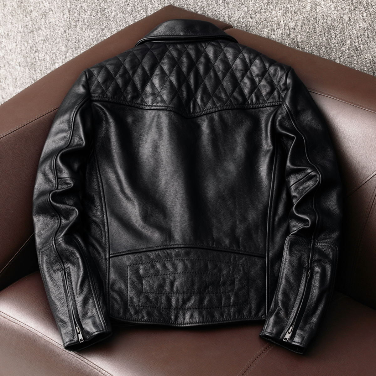 Men's Black Leather Armour Available Motorcycle Biker Jacket