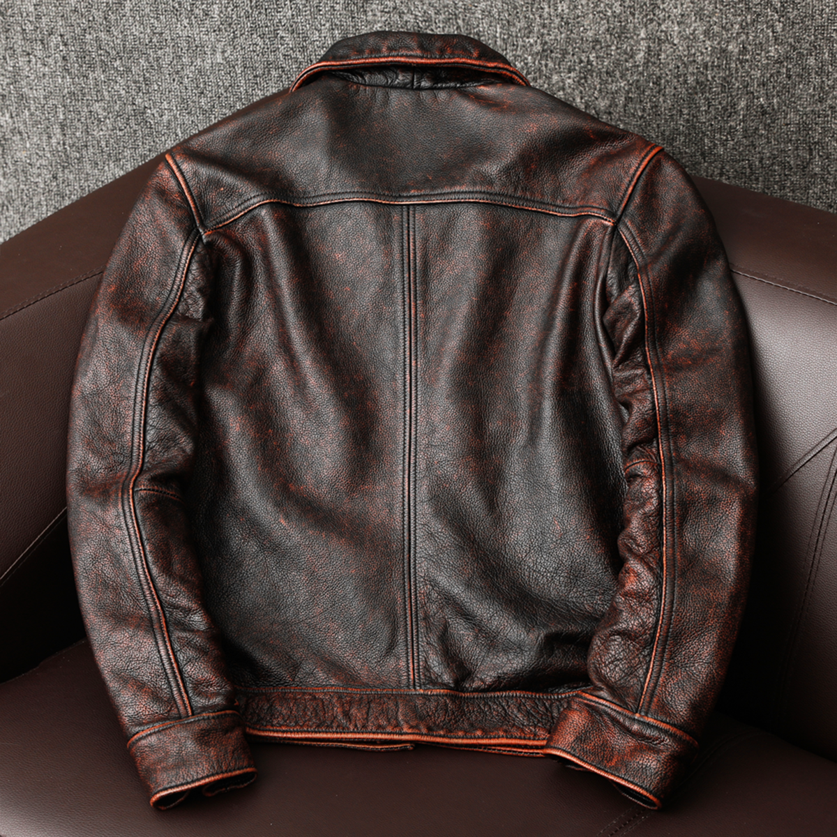 Tough Brown Retro Motorcycle Leather Jacket