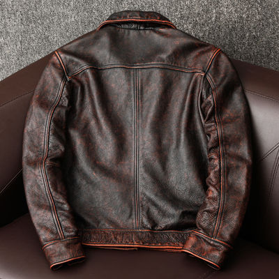 Men's Red-brown Vintage Leather Denim Biker Jacket – Biker Forward