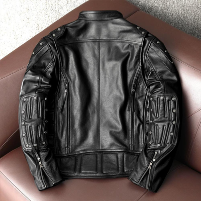 Men's Black Rivet Leather Armour Available Motorcycle Biker Jacket