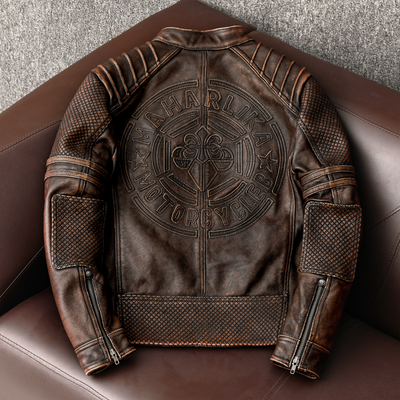 Stand Collar Motorcycle Leather Jacket