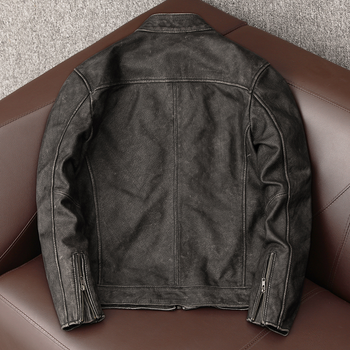 Men's Casual Vintage Leather Biker Jacket