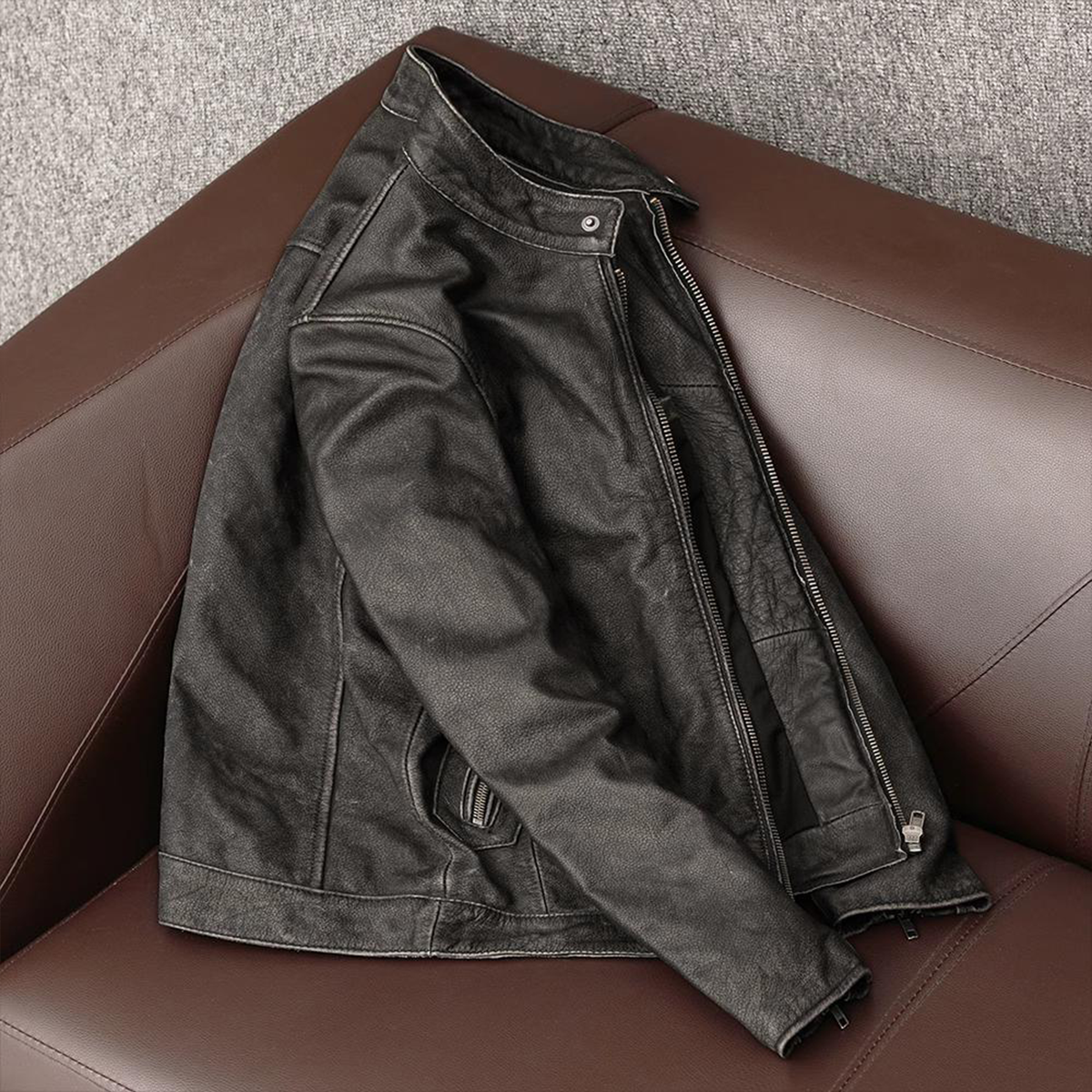 Casual Vintage Motorcycle Leather Jacket