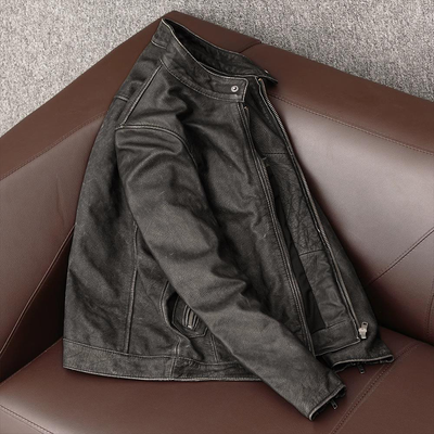 Men's Casual Vintage Leather Biker Jacket