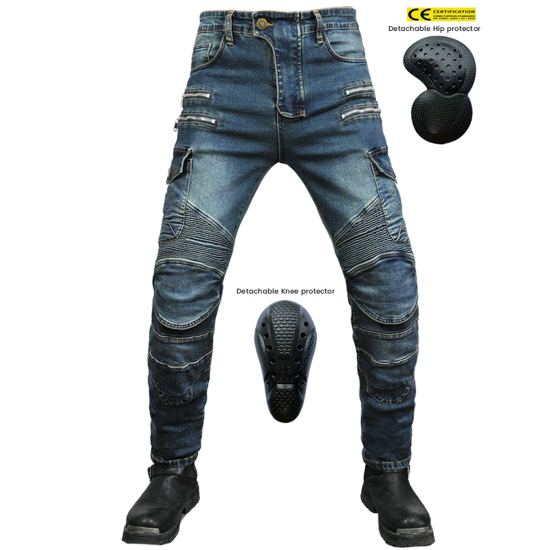 Motorcycle Racing Denim Off-road Anti-fall Pants With Protection Gear
