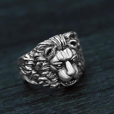 S925 Silver Lion Head Ring