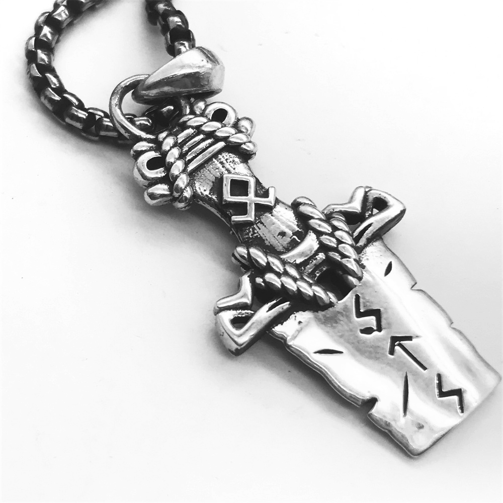 925 Silver Graphic Text Viking Pendant