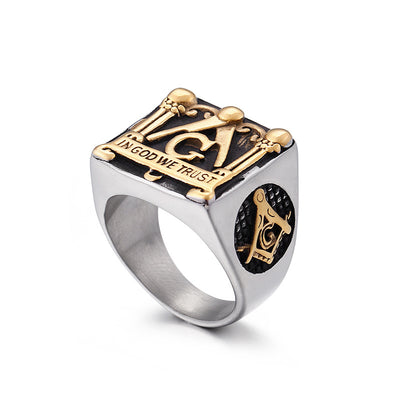 Retro Masonic Element Ring