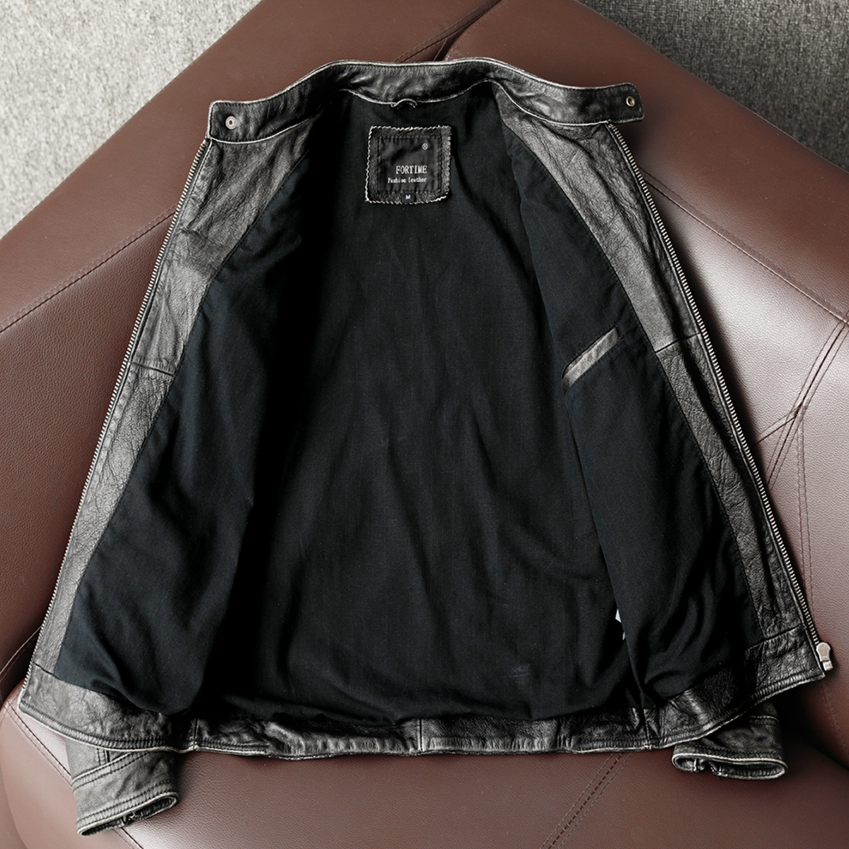 Gray Motorcycle Genuine Leather Jacket
