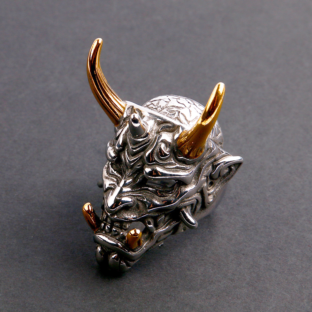 Men's Demon Mask Skull Ring Biker Forward