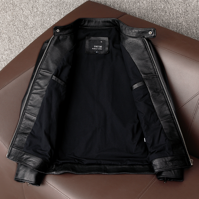 Casual Black Motorcycle Leather Jacket