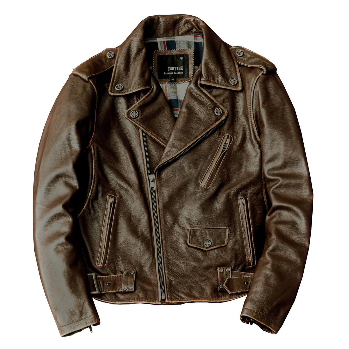 Men's Brown Handmade Retro Leather Motorcycle Biker Jacket