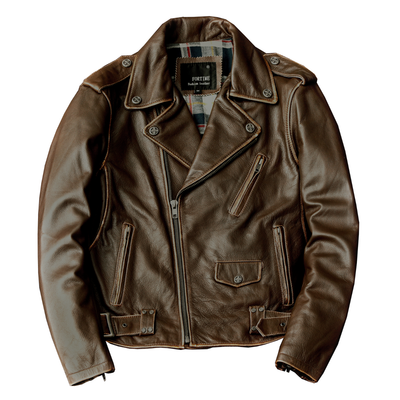 Men's Brown Handmade Retro Leather Motorcycle Biker Jacket