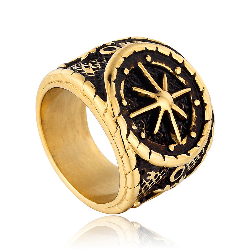Navy Style Compass Anchor Ring