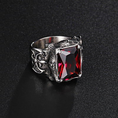 Retro Inlaid Red Gemstones Ring
