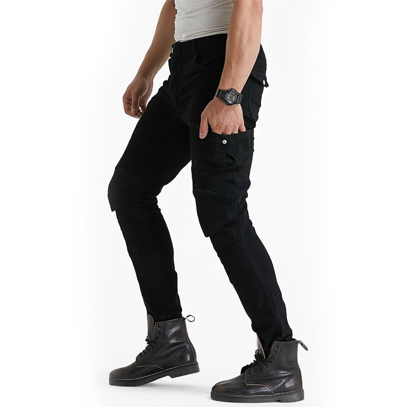 Jeans Moto Uomo Con Protezioni, Denim Rinforzato, Slim Fit, Con Armature Ginocchio E Anca Rimovibili, Resistente All'Abrasione
