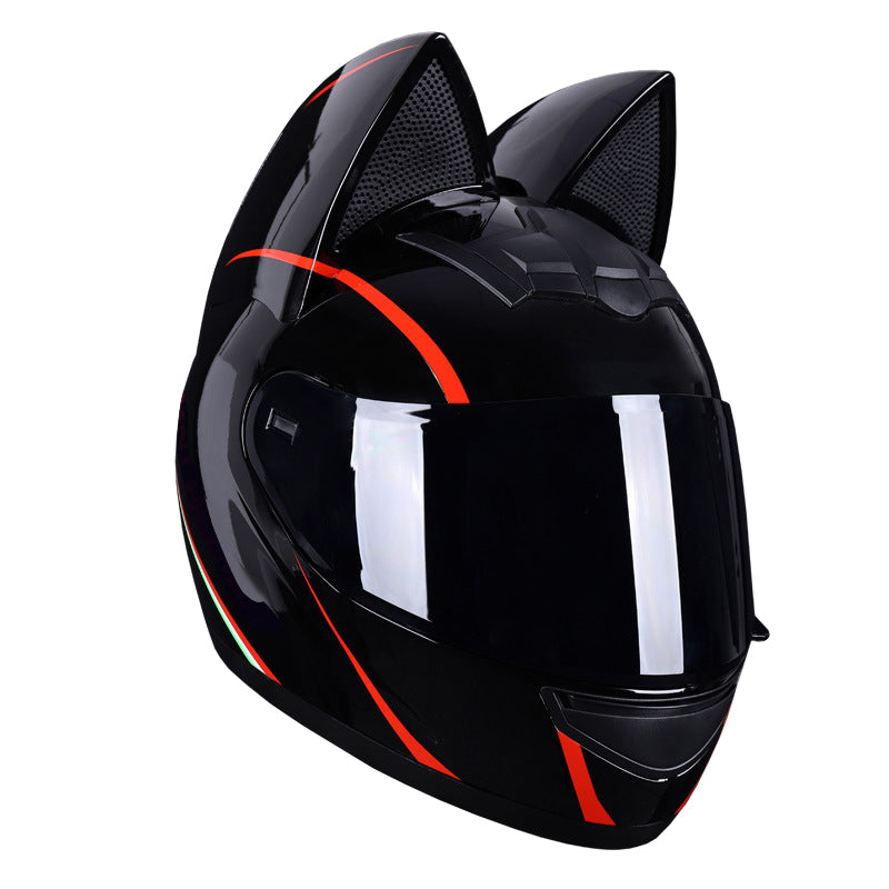 cat hear motorcycle helmet Adult Personalized Ear Helmet,Men and Women Cool Cat Locomotive Motorcycle Full Face Helmet,DOT/FMVSS-218 Certification Standard,Suitable for All Seasons : Automotive then attach the ears to the nubs I'm asked so many times