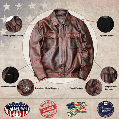 Heavy Brown Motorcycle Genuine Leather Jacket