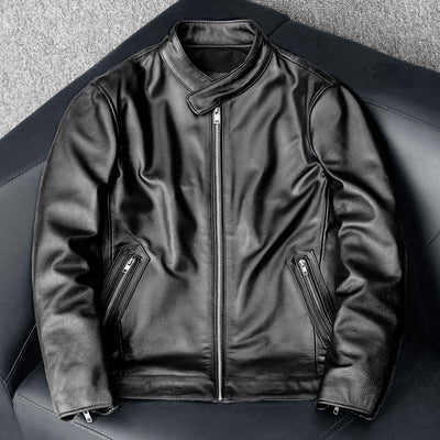 Casual Black Motorcycle Leather Jacket