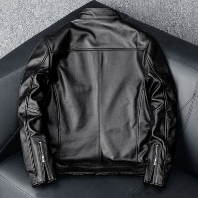 Casual Black Motorcycle Leather Jacket