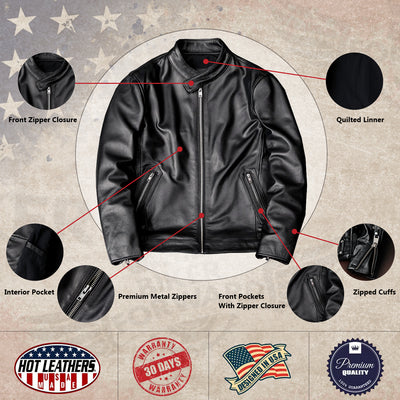 Casual Black Motorcycle Leather Jacket