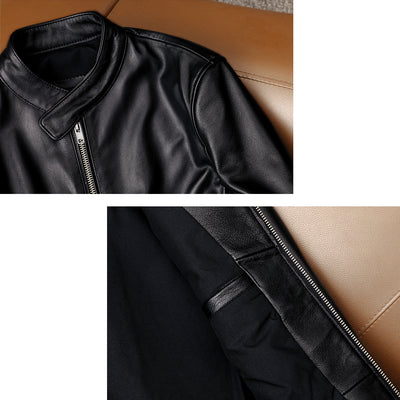Casual Black Motorcycle Leather Jacket