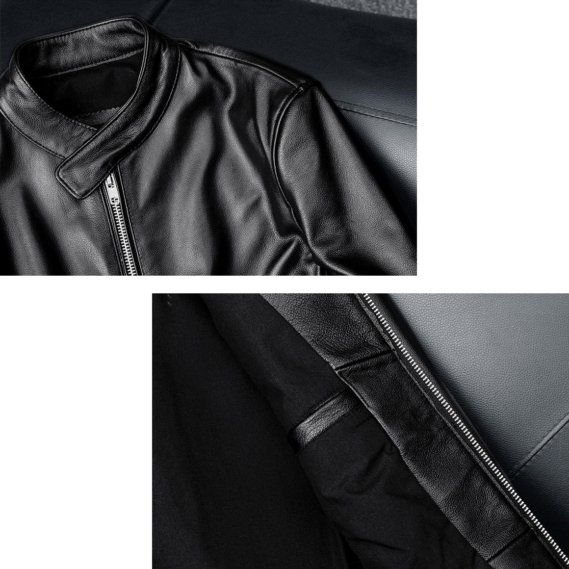 Casual Black Motorcycle Leather Jacket
