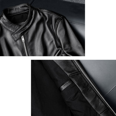 Casual Black Motorcycle Leather Jacket