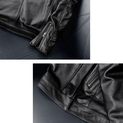 Casual Black Motorcycle Leather Jacket