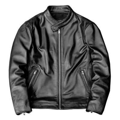 Casual Black Motorcycle Leather Jacket