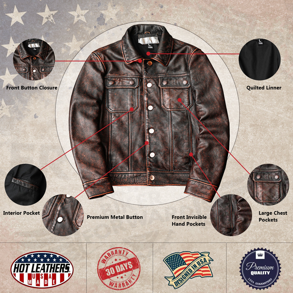 Tough Brown Retro Motorcycle Leather Jacket