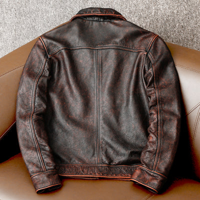 Tough Brown Retro Motorcycle Leather Jacket