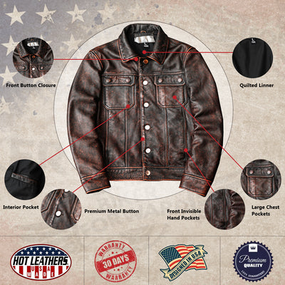 Tough Brown Retro Motorcycle Leather Jacket