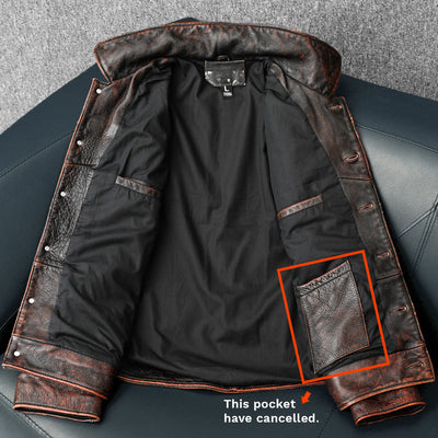 Tough Brown Retro Motorcycle Leather Jacket