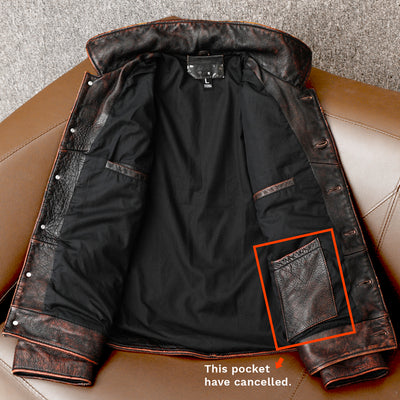 Tough Brown Retro Motorcycle Leather Jacket