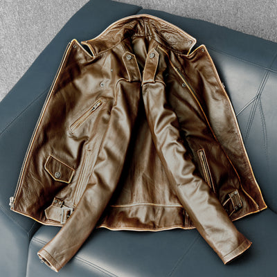 Cowhide Slim Fit Motorcycle Leather Jacket