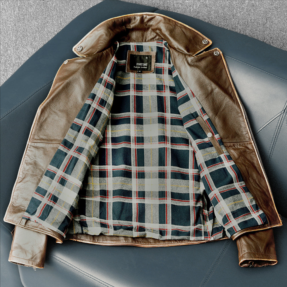 Cowhide Slim Fit Motorcycle Leather Jacket