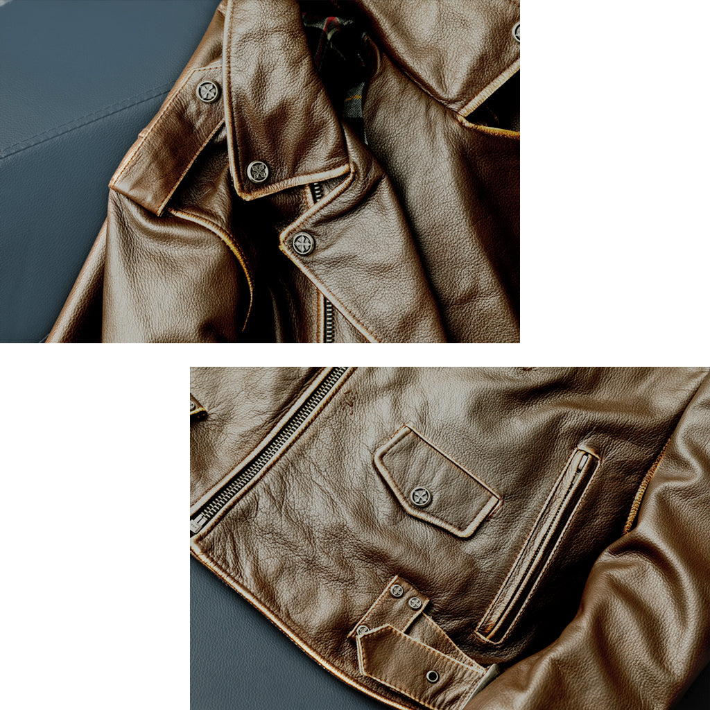 Cowhide Slim Fit Motorcycle Leather Jacket