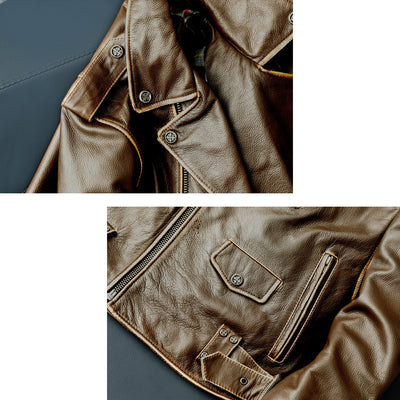 Cowhide Slim Fit Motorcycle Leather Jacket