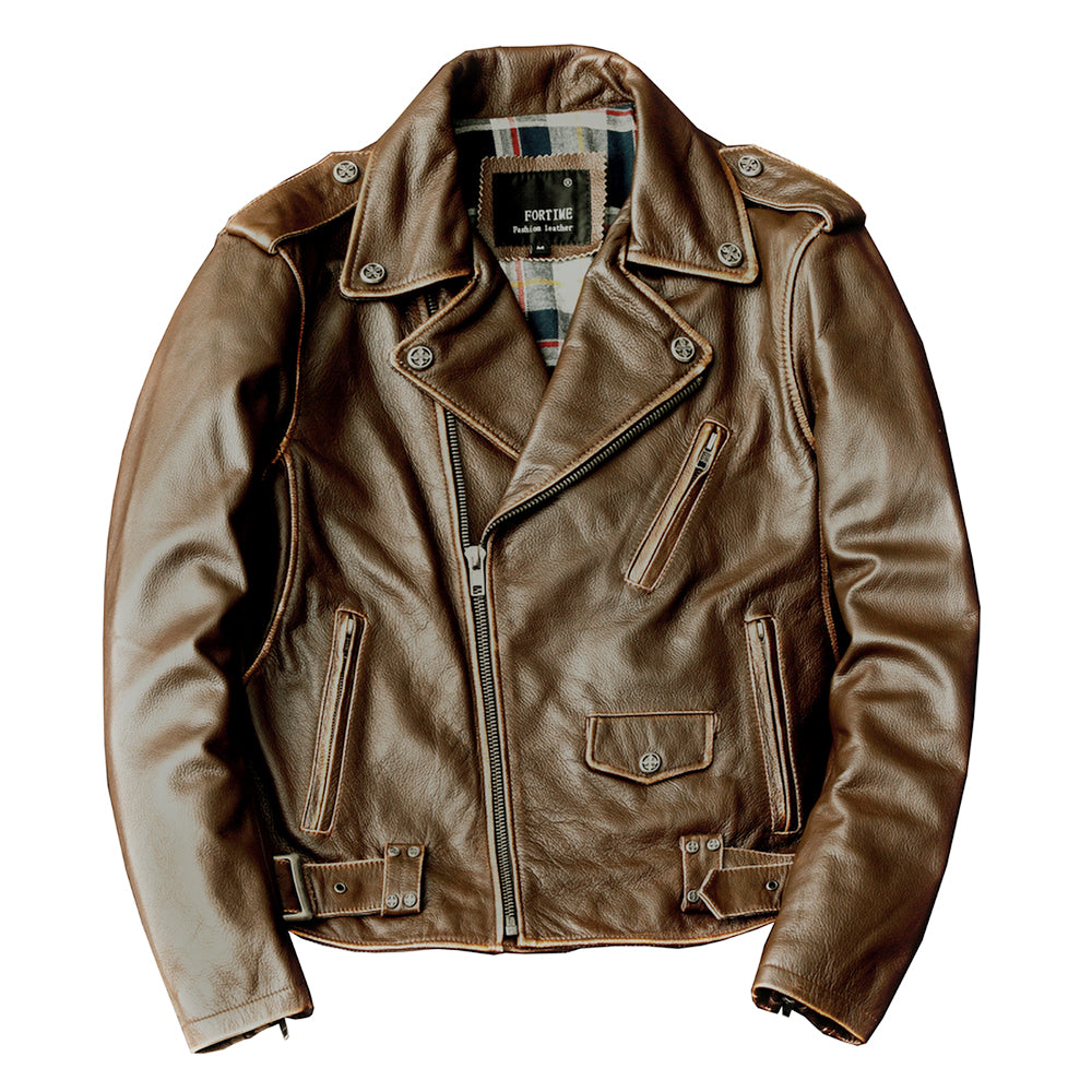 Cowhide Slim Fit Motorcycle Leather Jacket
