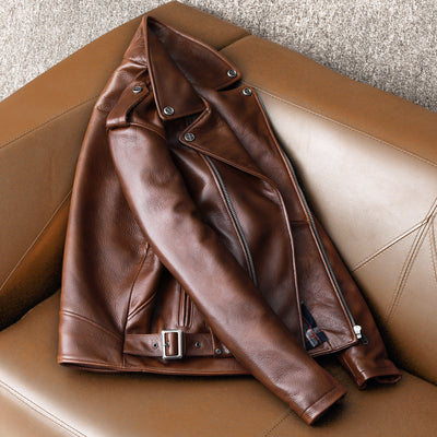 Biker Oil Wax Thick Cowhide Leather Jacket